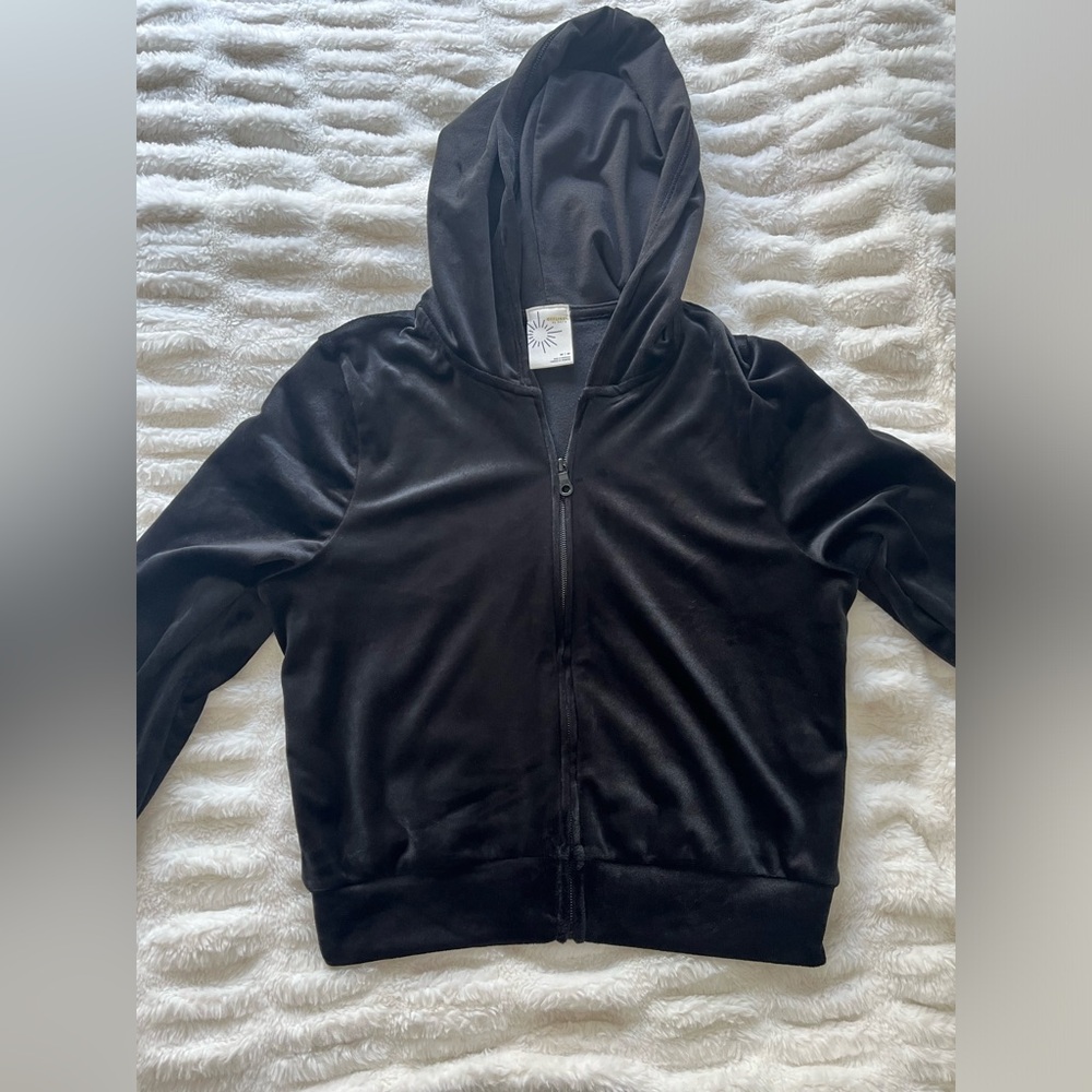 Aerie Offline Velour crop zip up hoodie